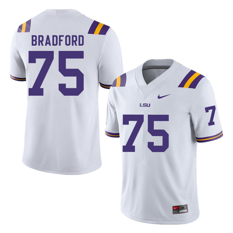 Men #75 Anthony Bradford LSU Tigers College Football Jerseys Sale-White
